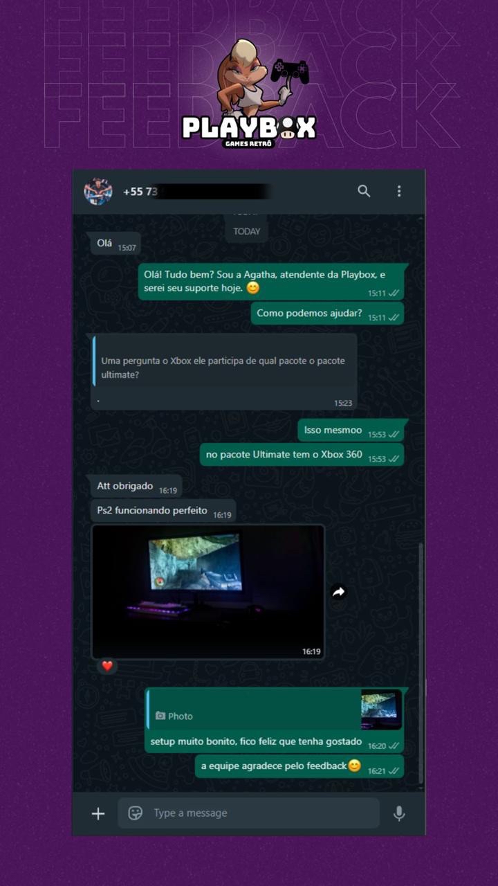Feedback de cliente Playbox (SACPBox / SACPlaybox) — depoimento 3
