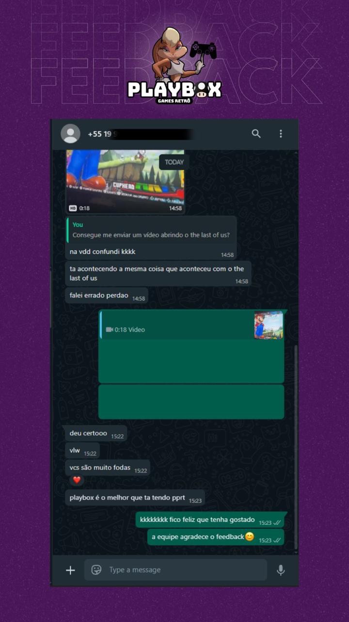Feedback de cliente Playbox (SACPBox / SACPlaybox) — depoimento 7